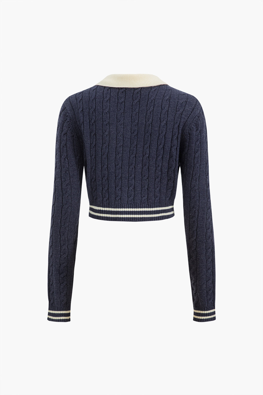 Gebreide colorblock top met knoopjes, zakken en lange mouwen