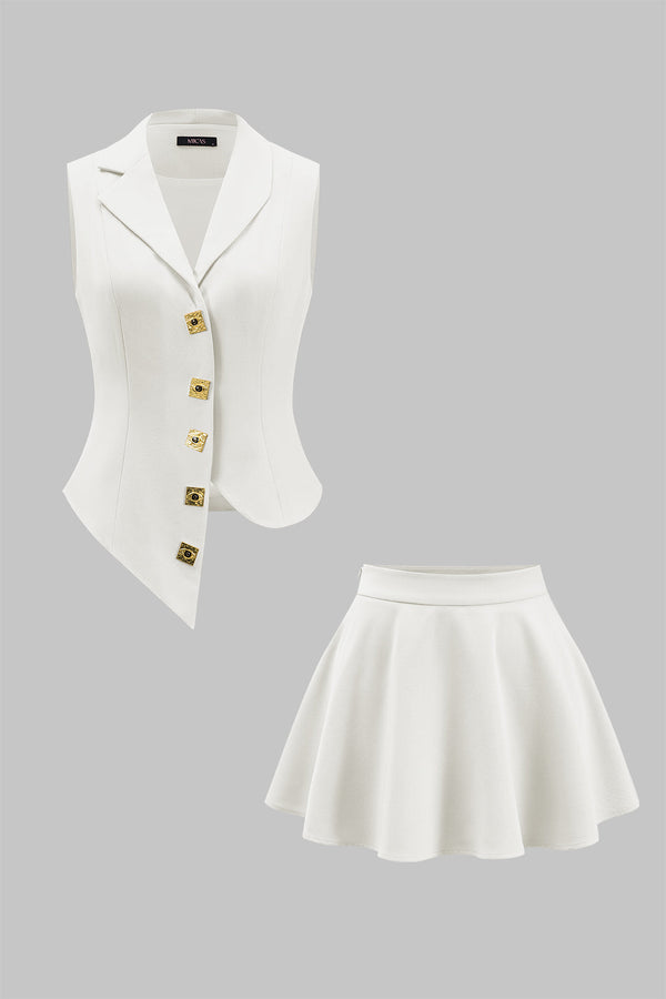 Metallic set met gilet en rok