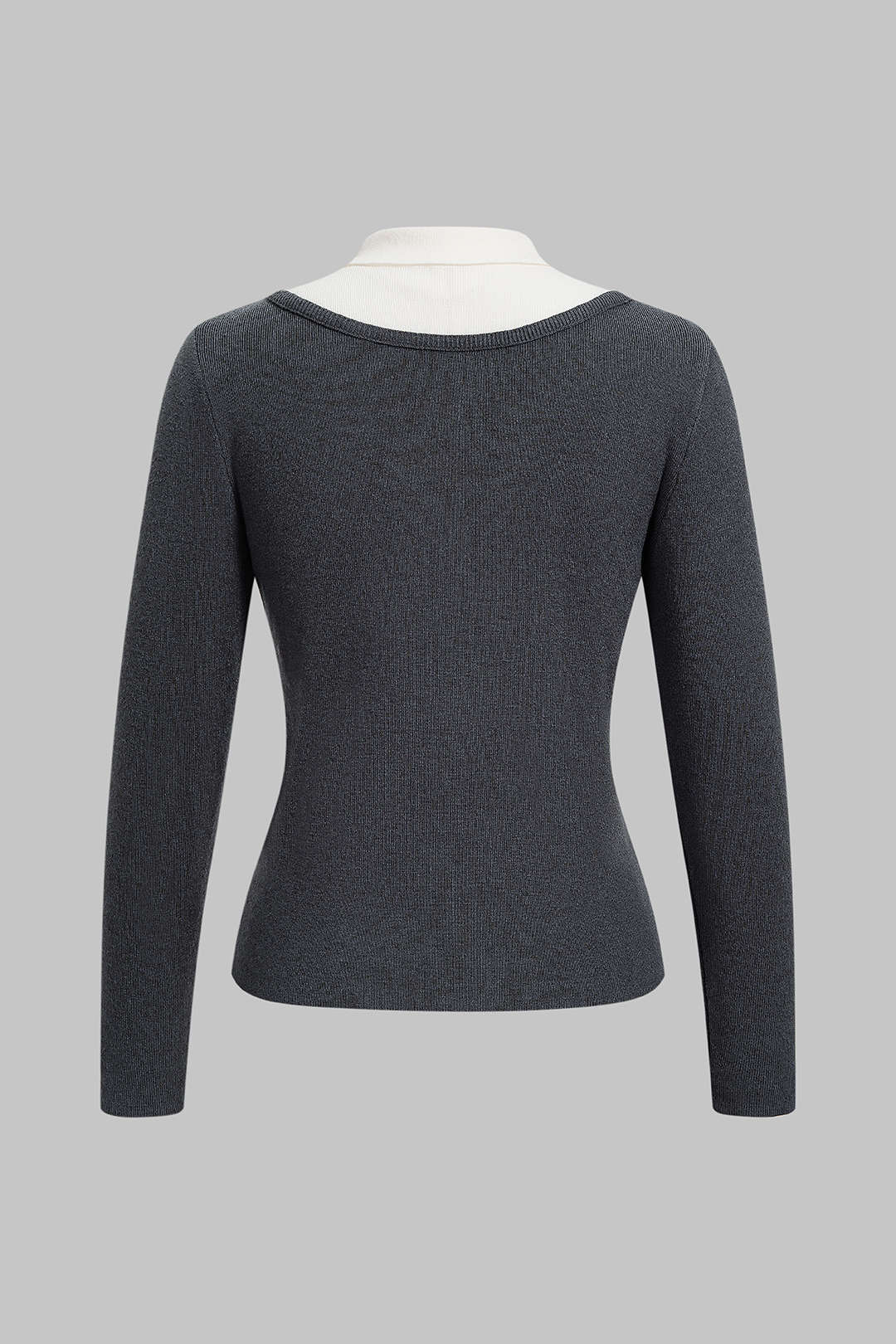 Gebreide patchwork top met knoopjes, revers en lange mouwen