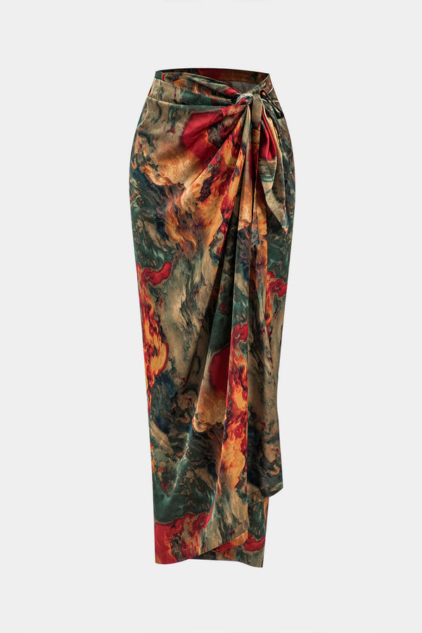 Satijnen bloemenprint rok