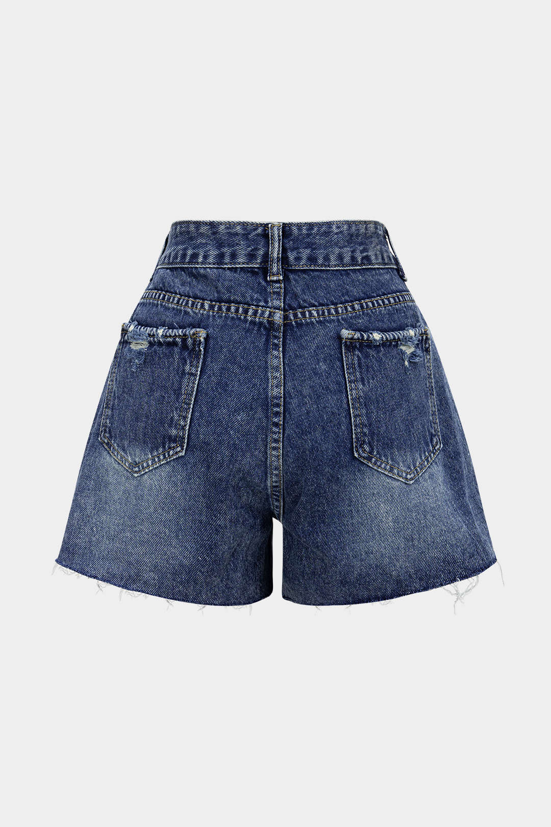Denim ripped short met wijde pijpen