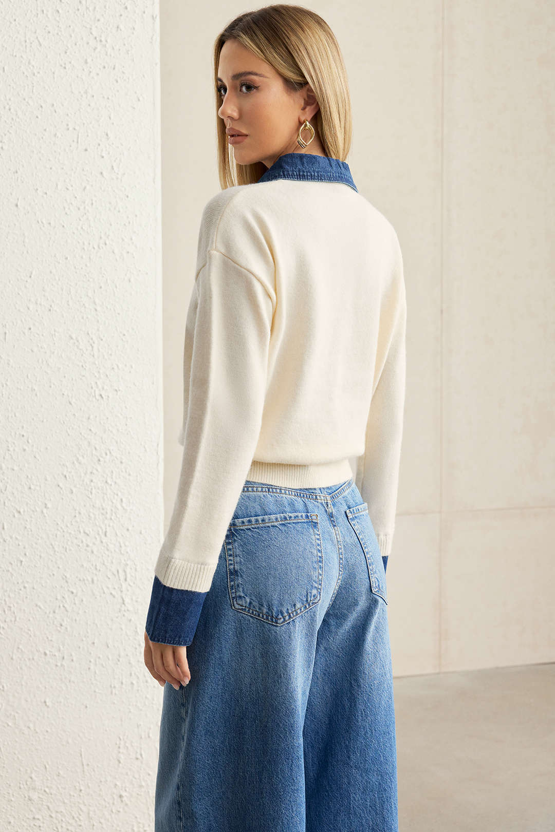 Patchwork top met lange mouwen
