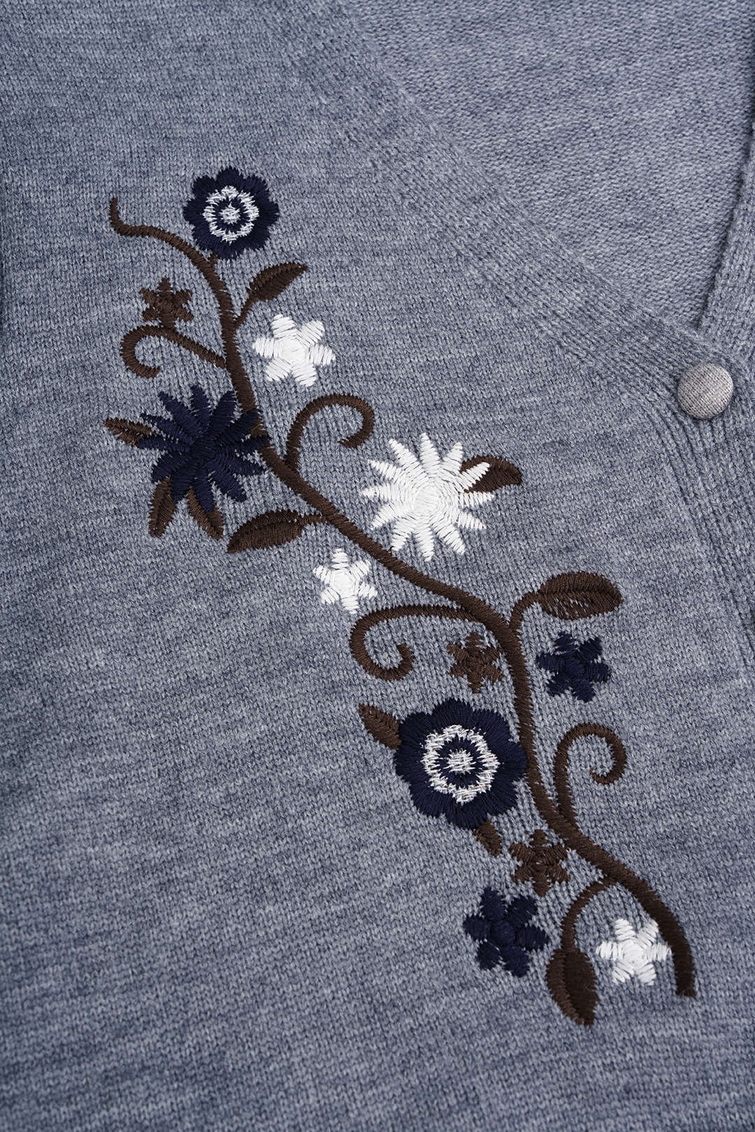 Gebreid bloemenprint vest met V-hals en borduursel