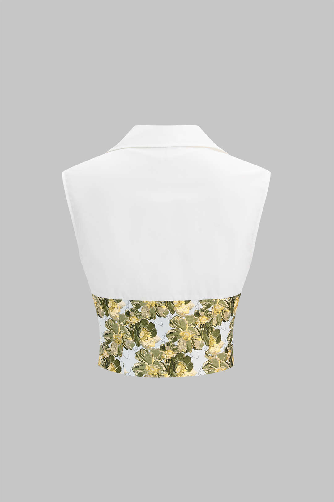 Bloemenprint jacquard tanktop met V-hals
