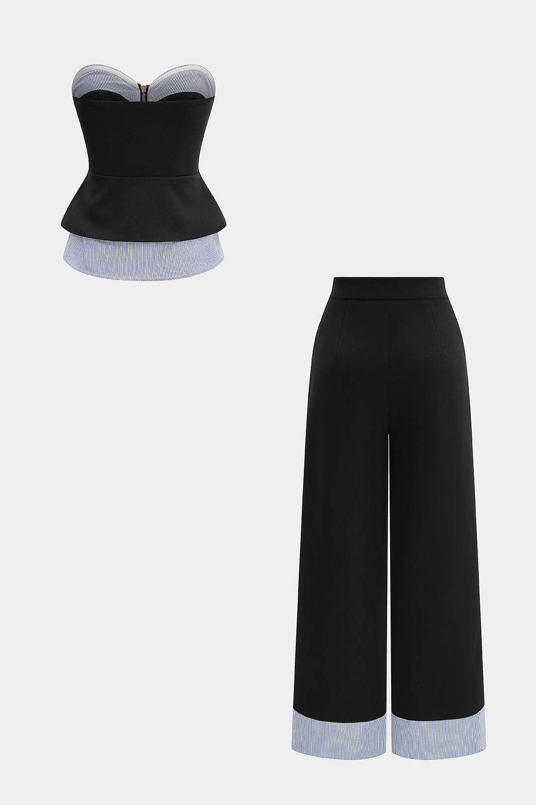 Gestreepte set met strapless top en broek