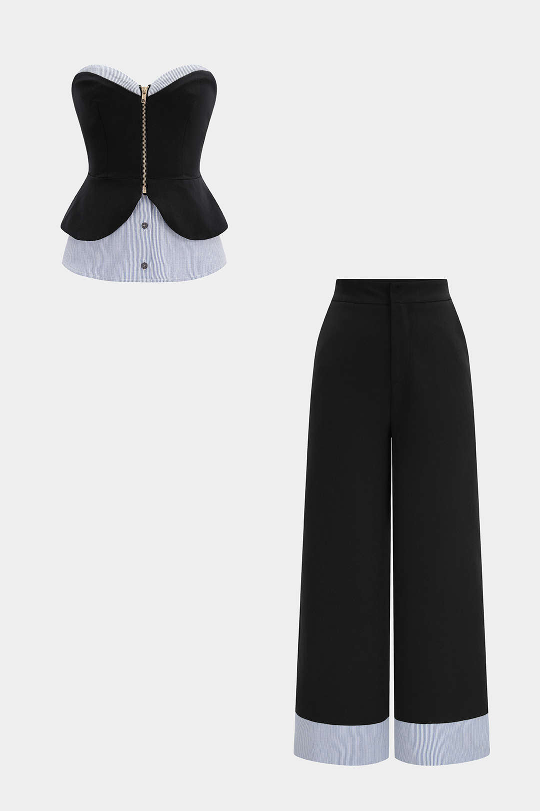 Gestreepte set met strapless top en broek