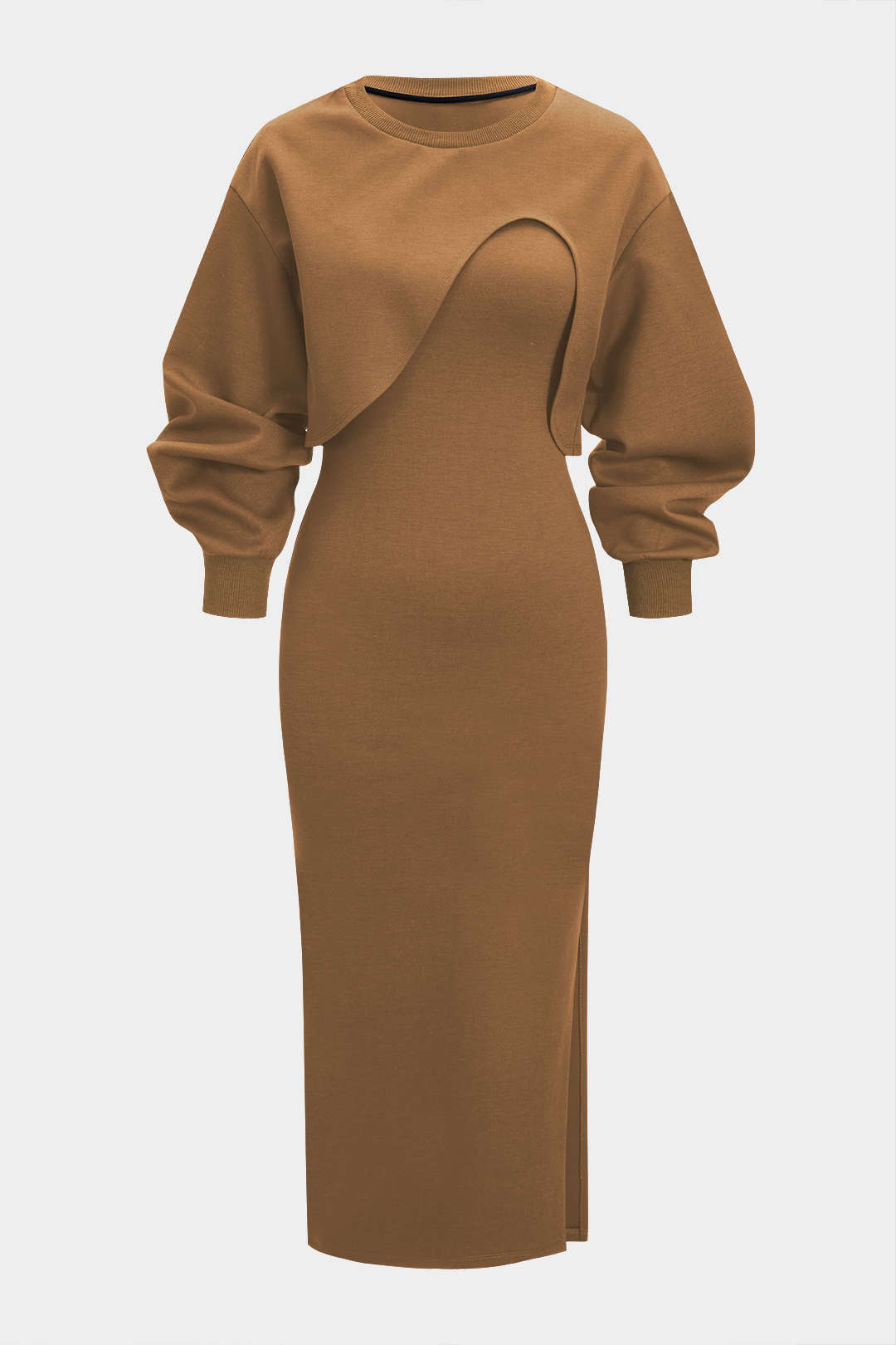 Asymmetrische mouwloze jurk met lange mouwen