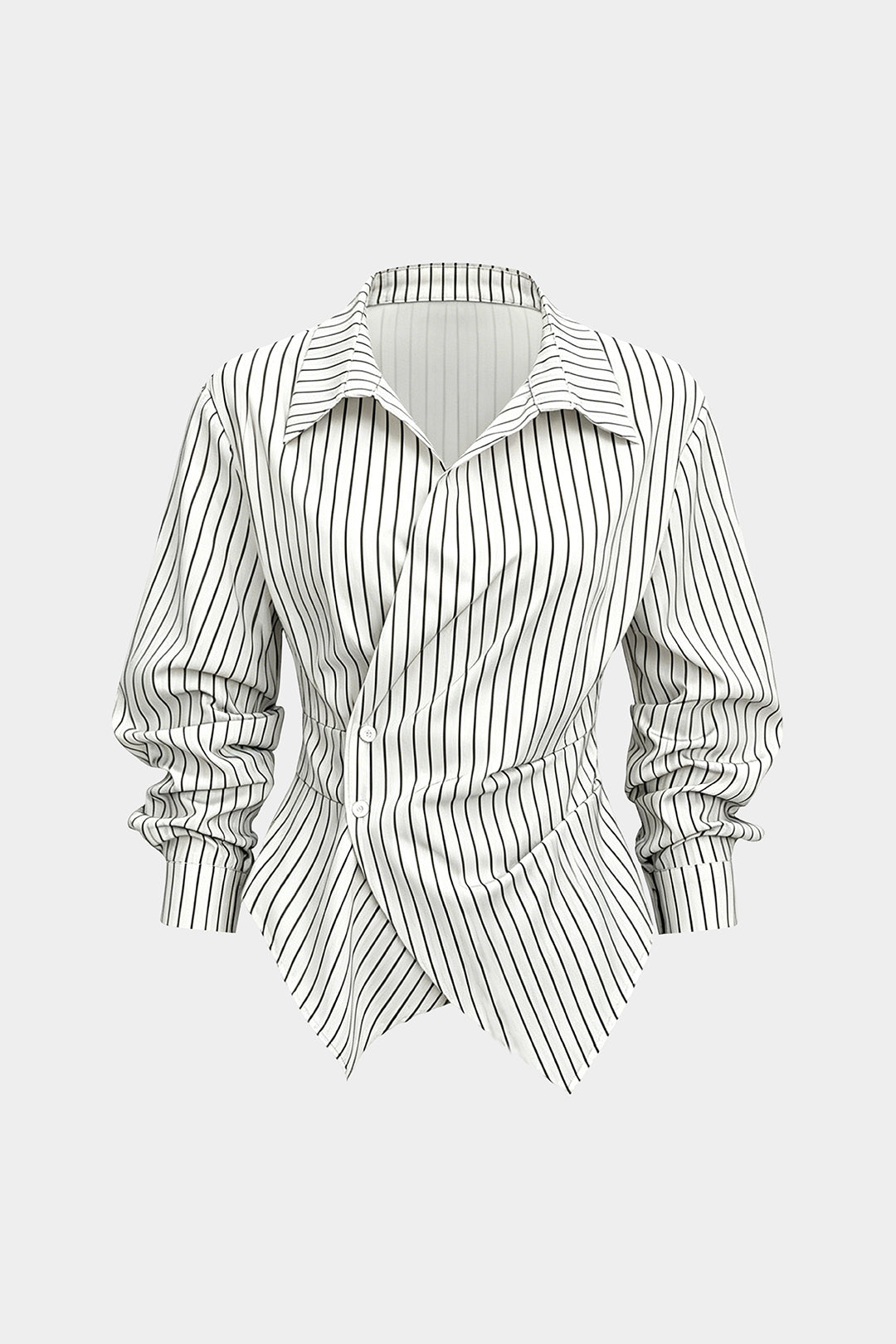 Gestreepte blouse met V-hals, ruches en lange mouwen