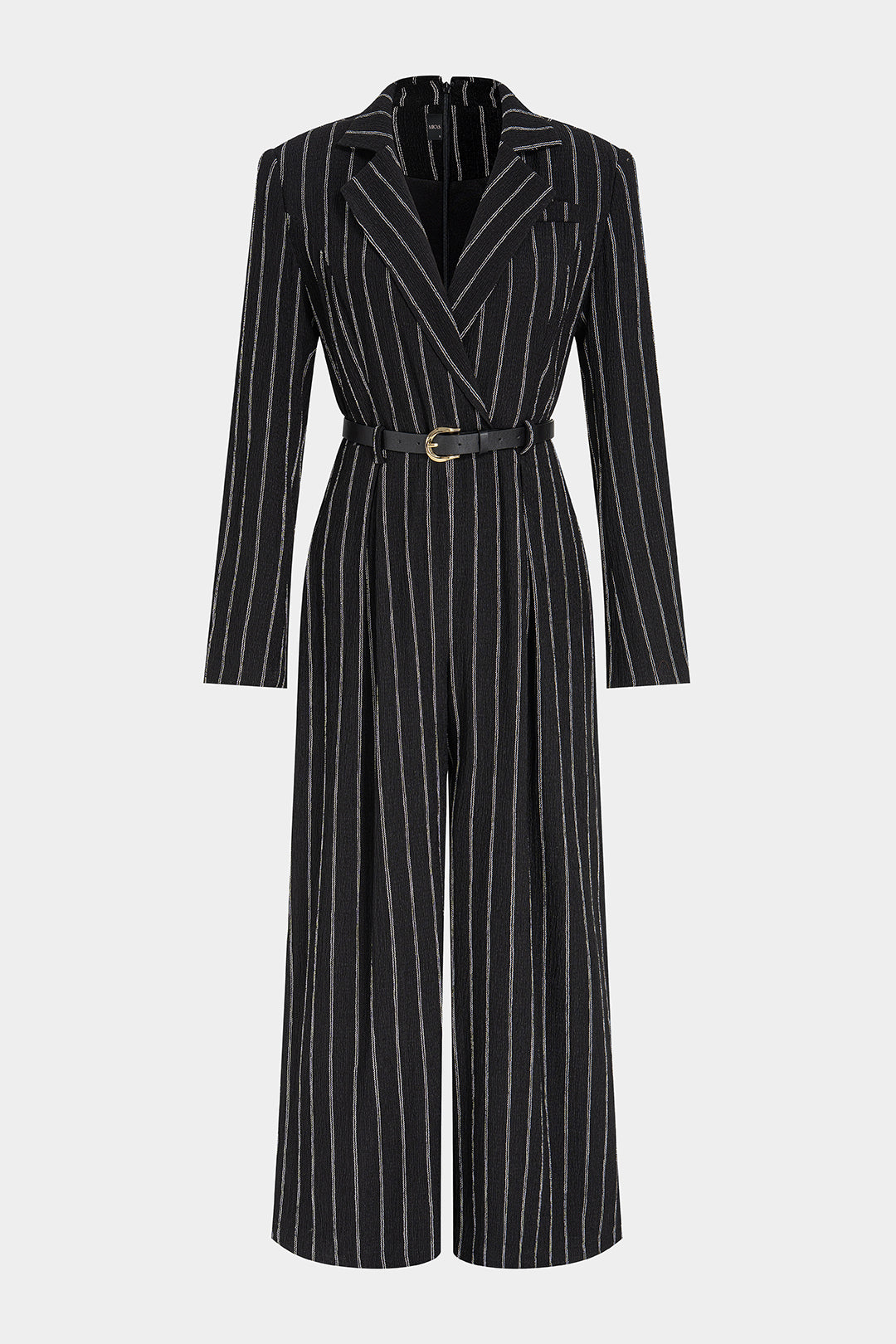 Gestreepte jumpsuit met V-hals en riem