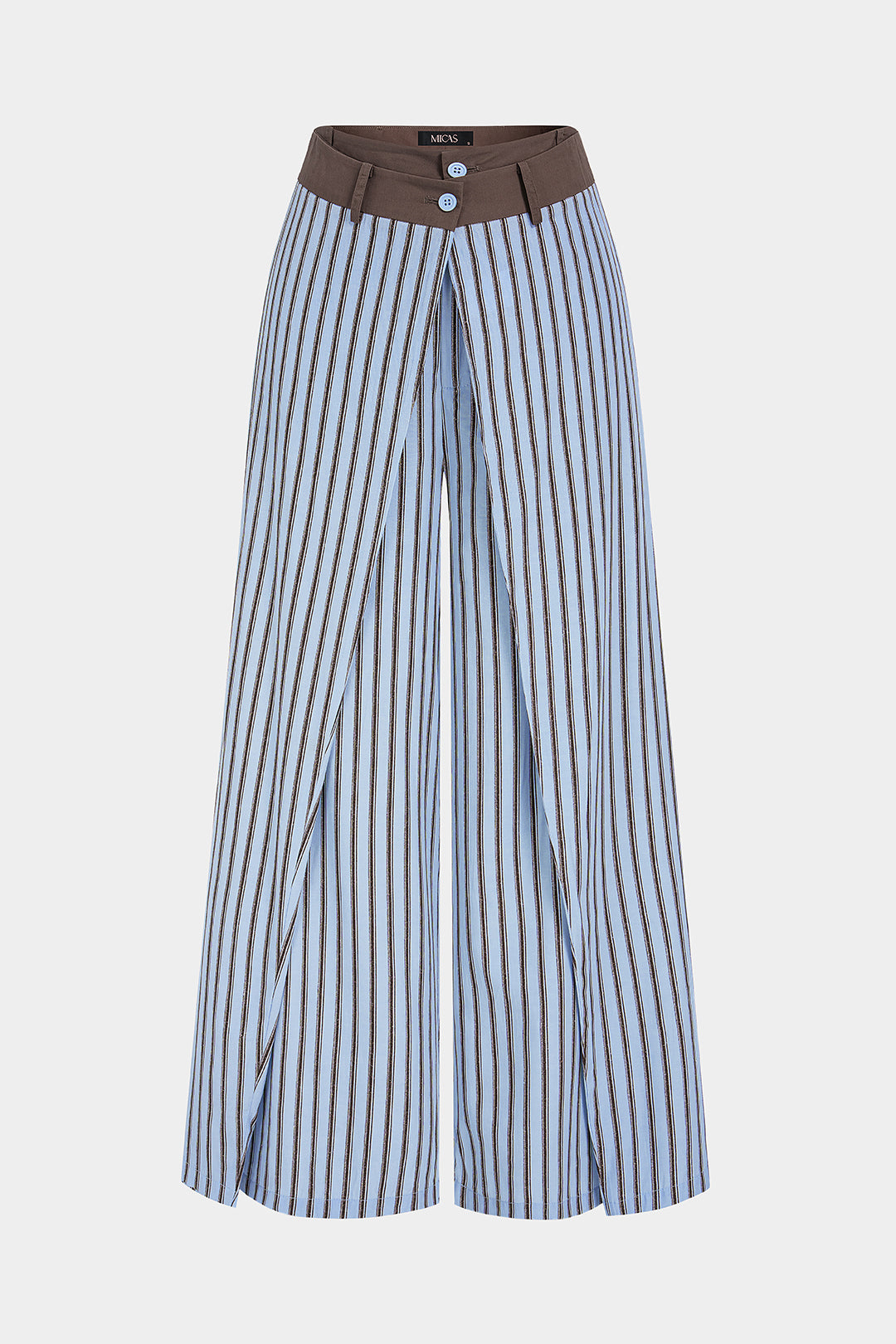 Gestreepte broek met hoge taille en wijde pijpen