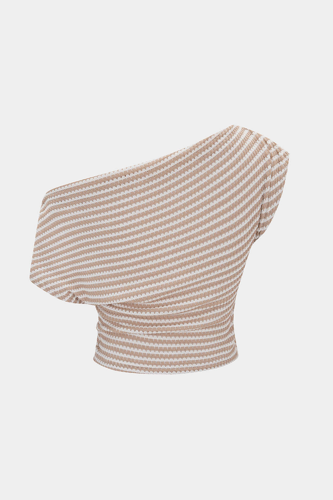 Gestreept T-shirt met één schouder en korte mouwen