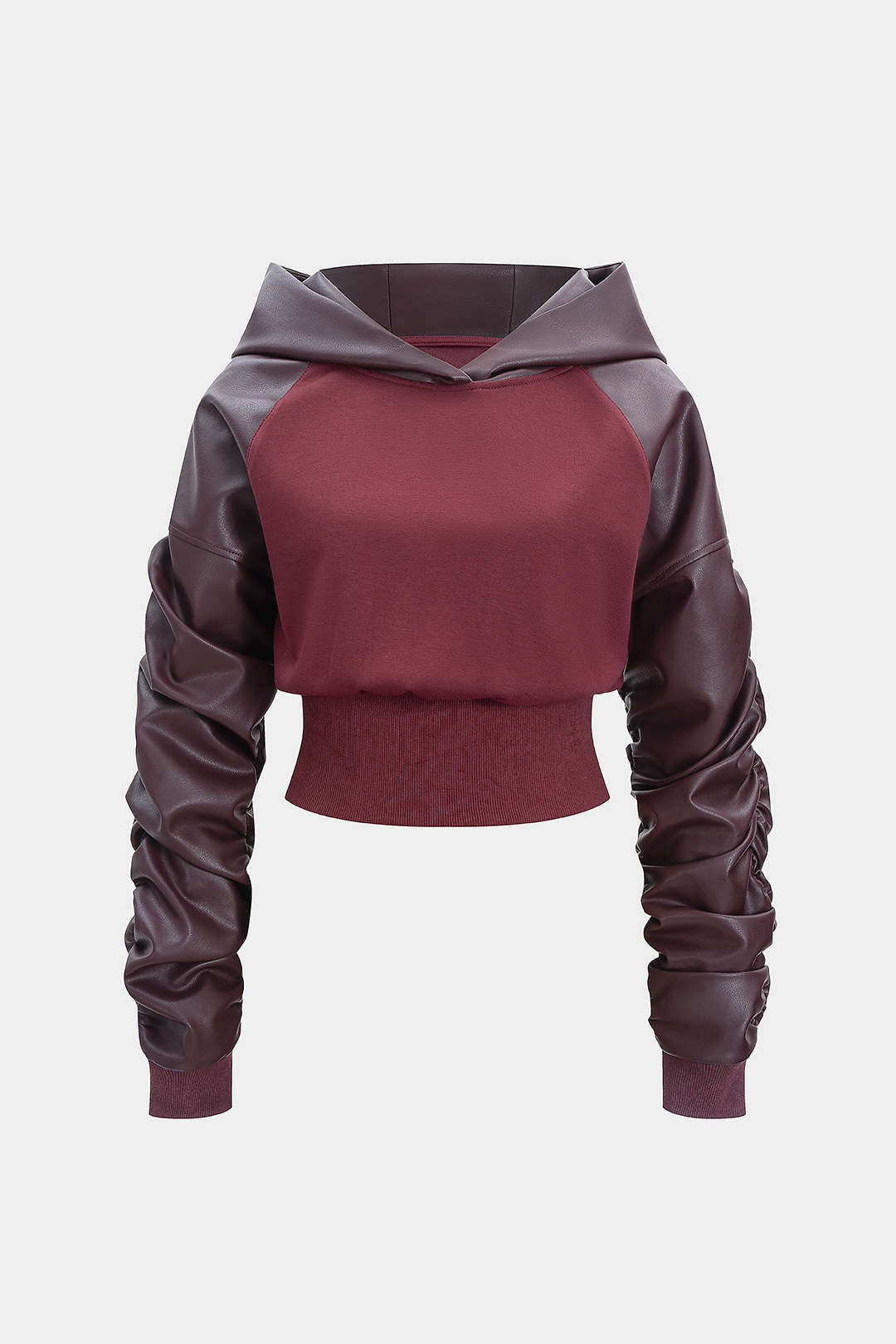Leren-look patchwork hoodie