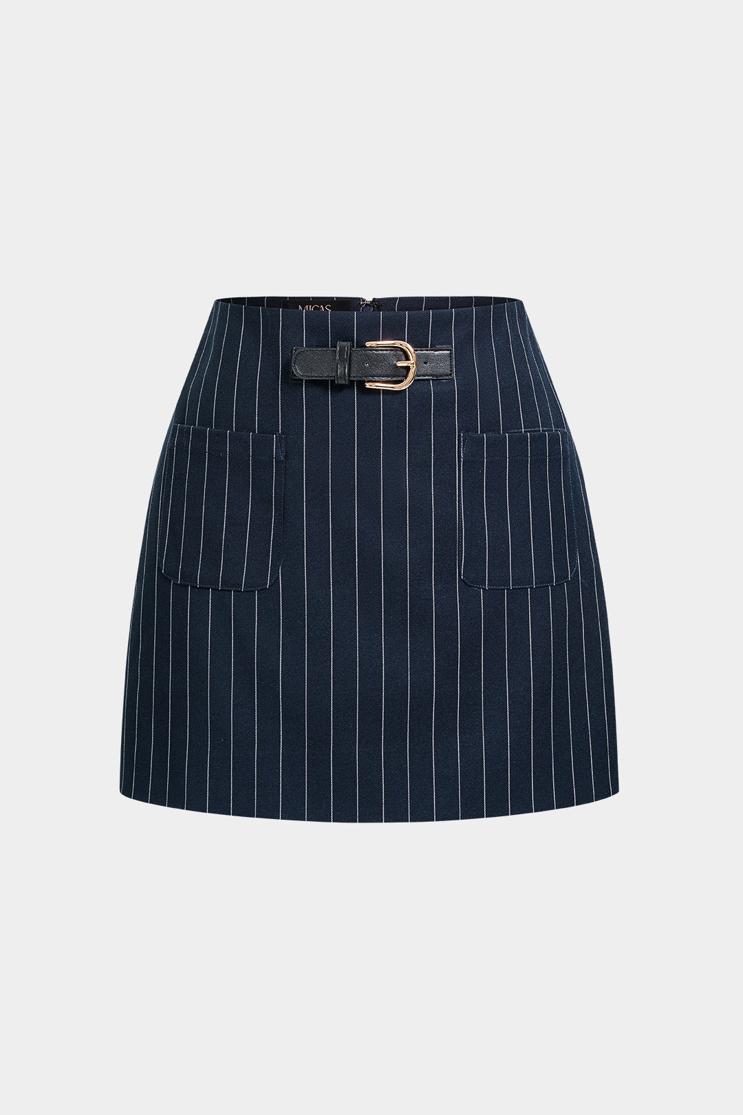 Gestreepte metallic minirok met riem