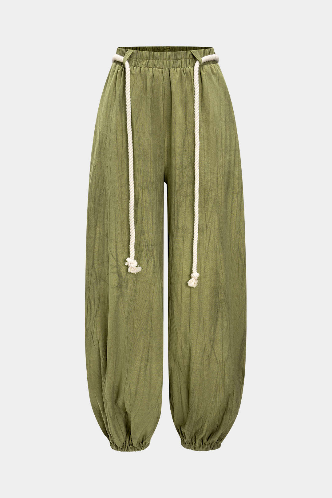 Pantalon met hoge taille en trekkoord