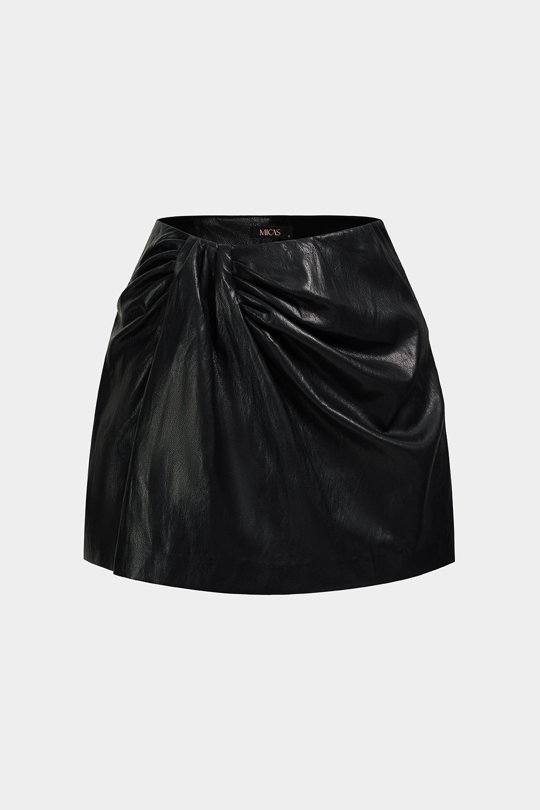 Leren-look asymmetrische short met ruches