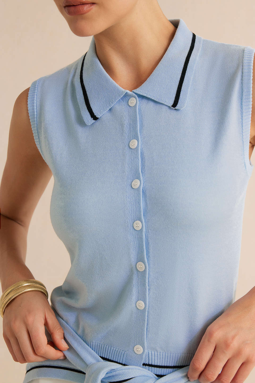 Gebreide tanktop met kraag