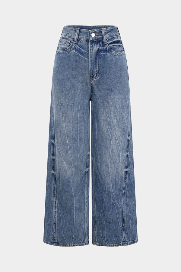Jeans met hoge taille en rechte pijp