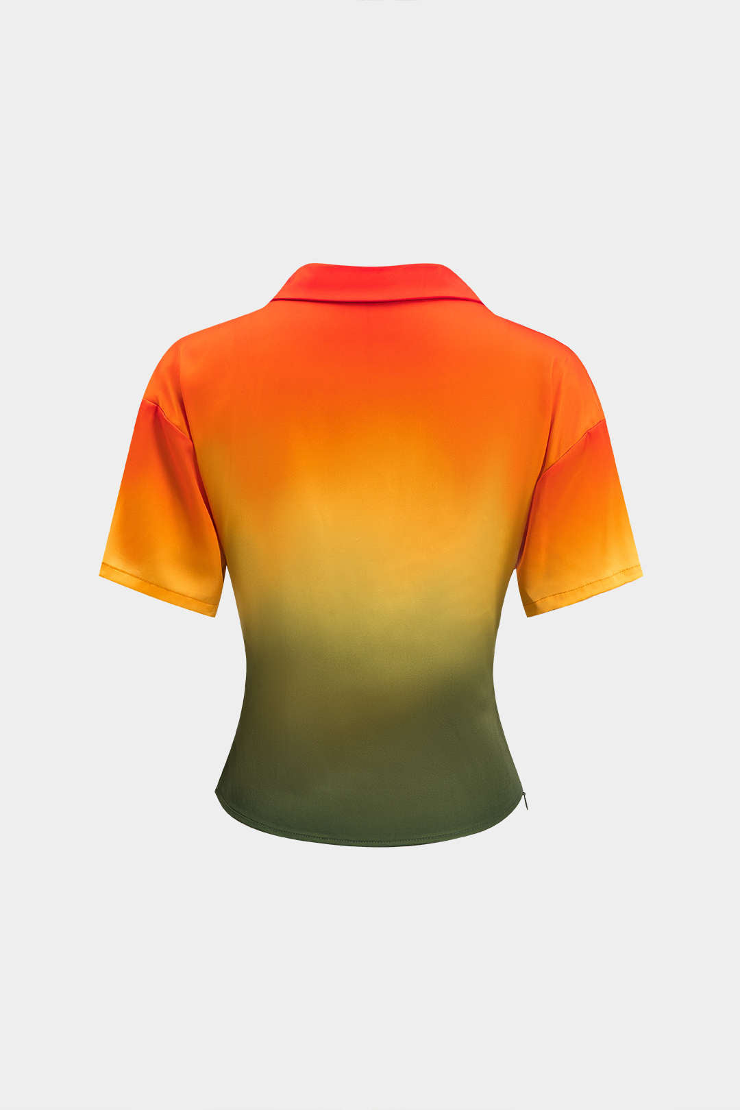 Satijnen blouse met watervalhals en korte mouwen