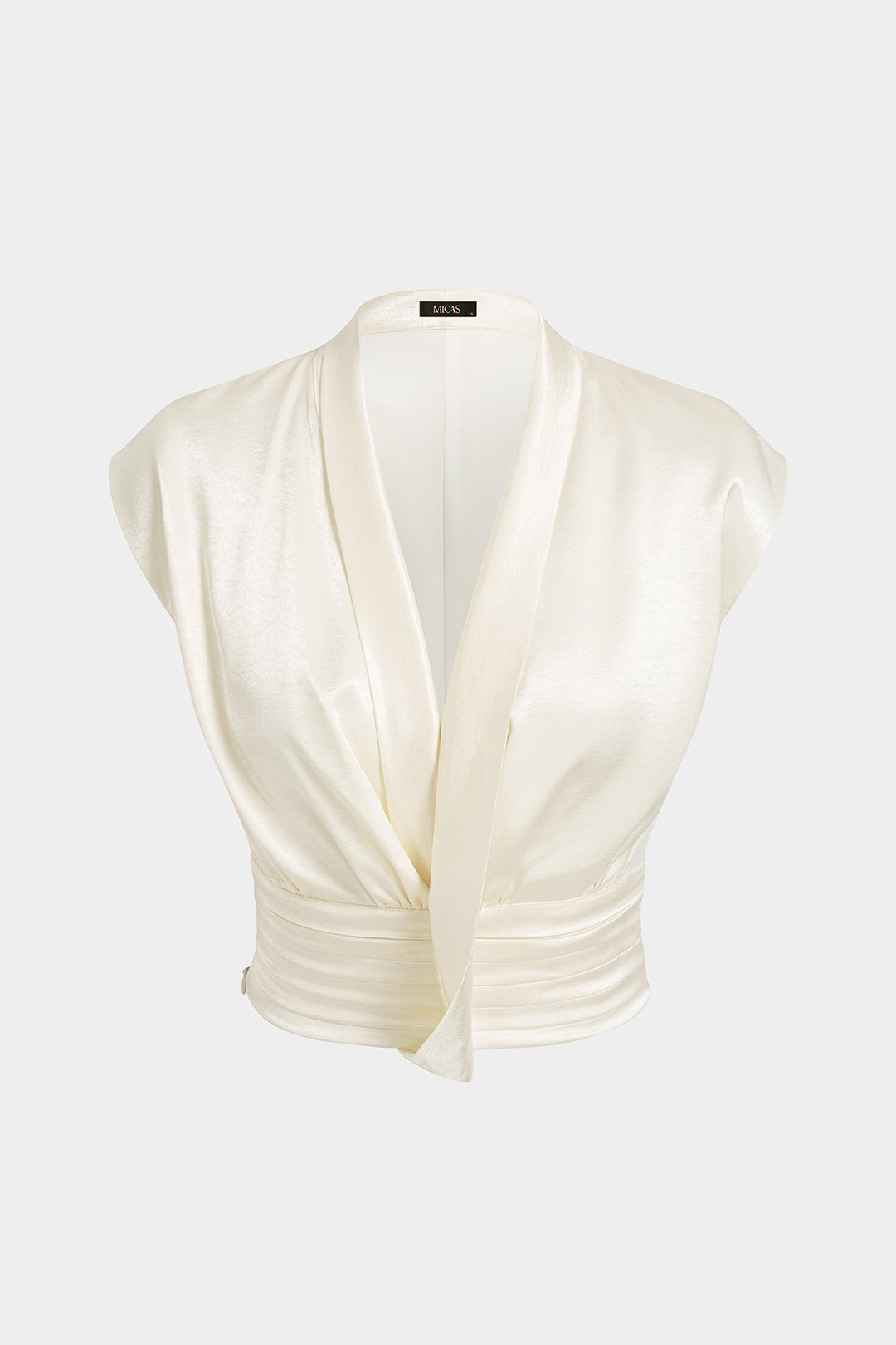 Satijnen asymmetrische tanktop met ruches