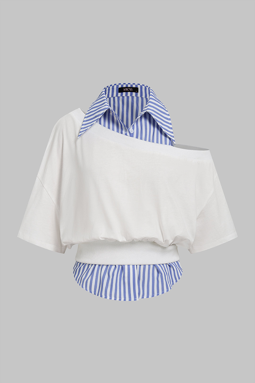 Patchwork asymmetrisch T-shirt met korte mouwen
