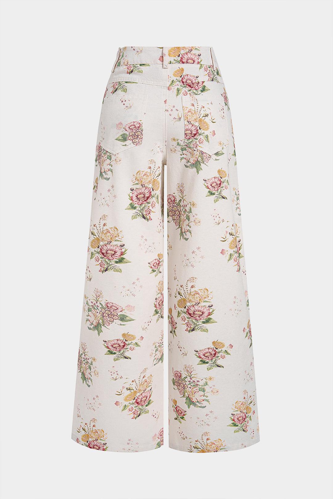 Bloemenprint jeans met hoge taille en rechte pijp