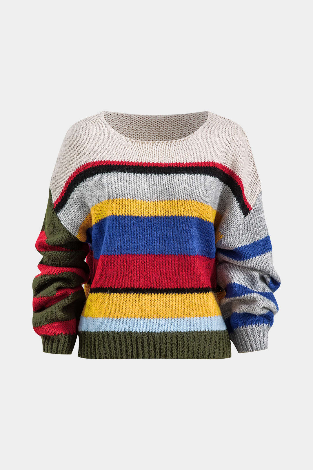 Gebreide colorblock top met lange mouwen
