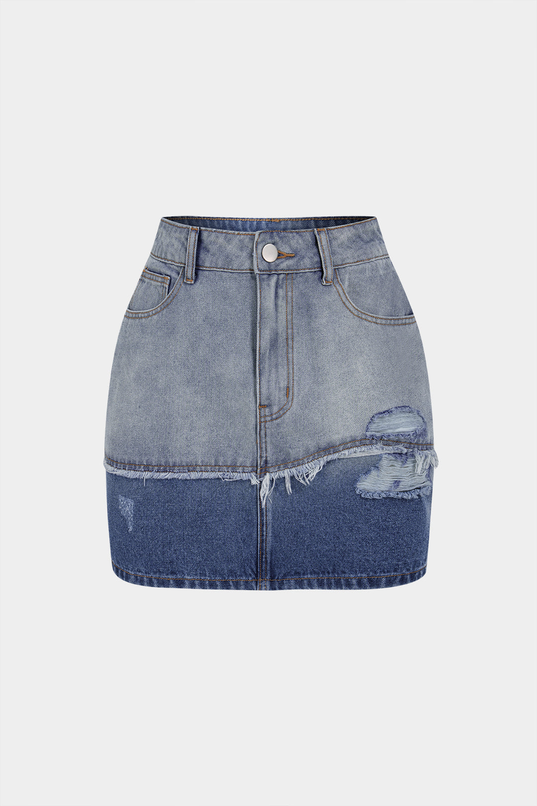 Denim minirok met rafelrand