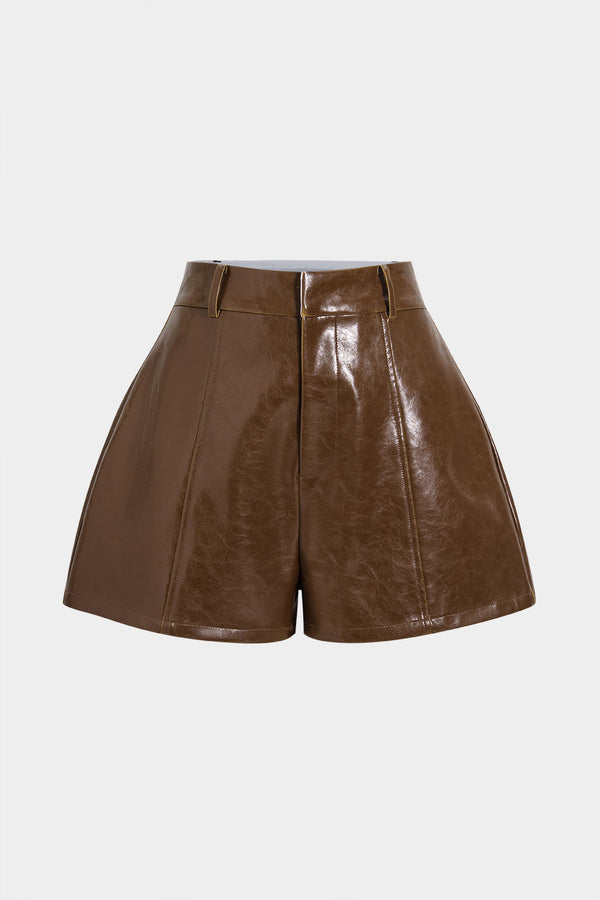Bo - Leren-look short met hoge taille