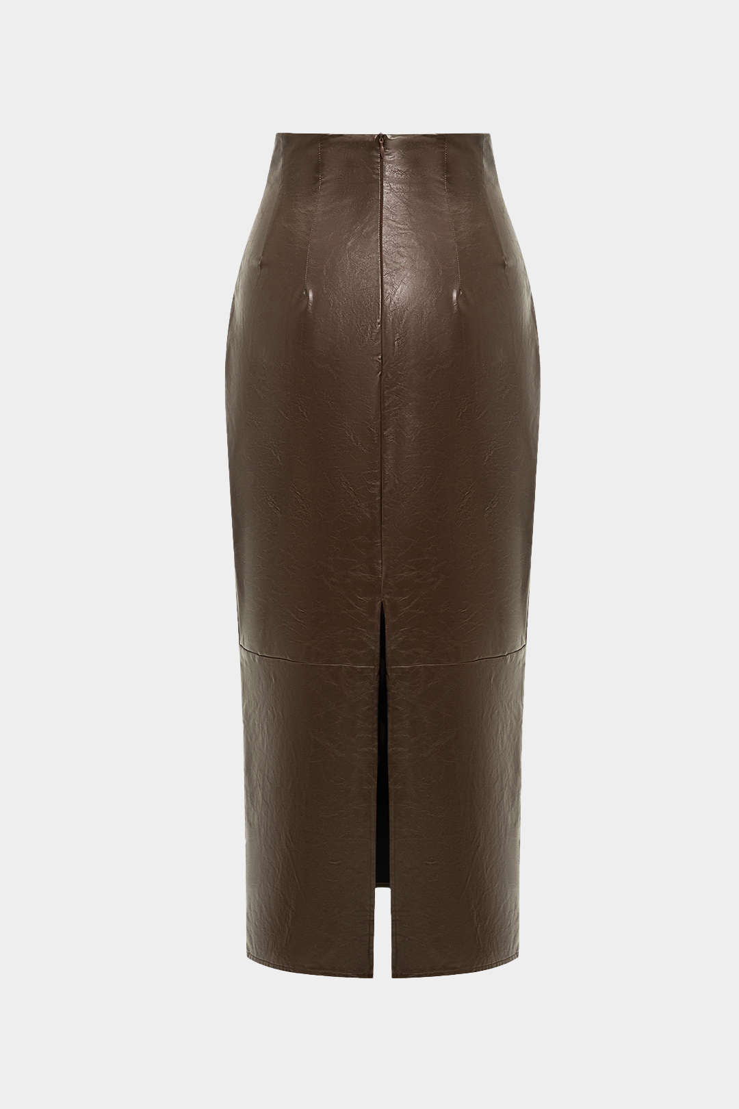 Effen leren-look midirok