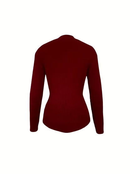 Refined V-Neck Top with Long Sleeves