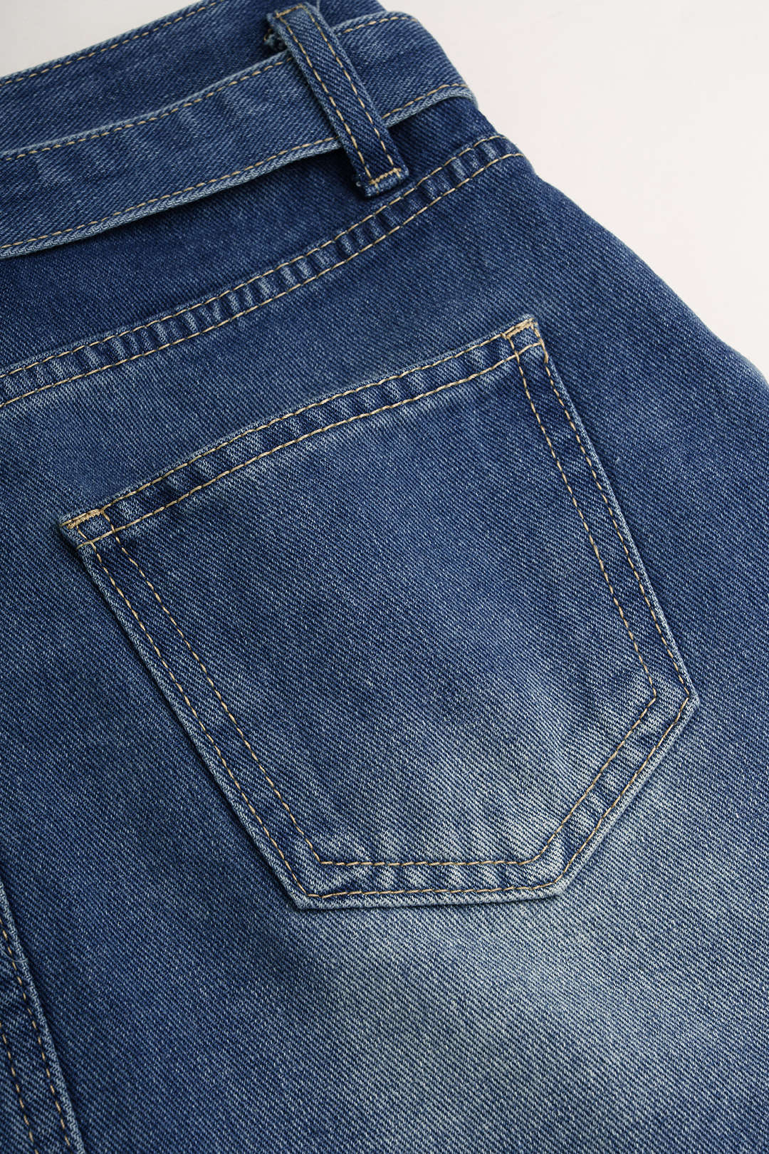 Denim rok met riem en rits