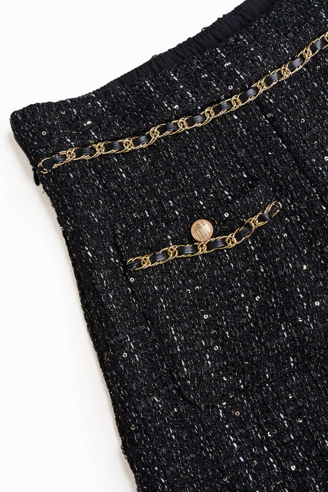 Tweed broek met pailletten en rechte pijp