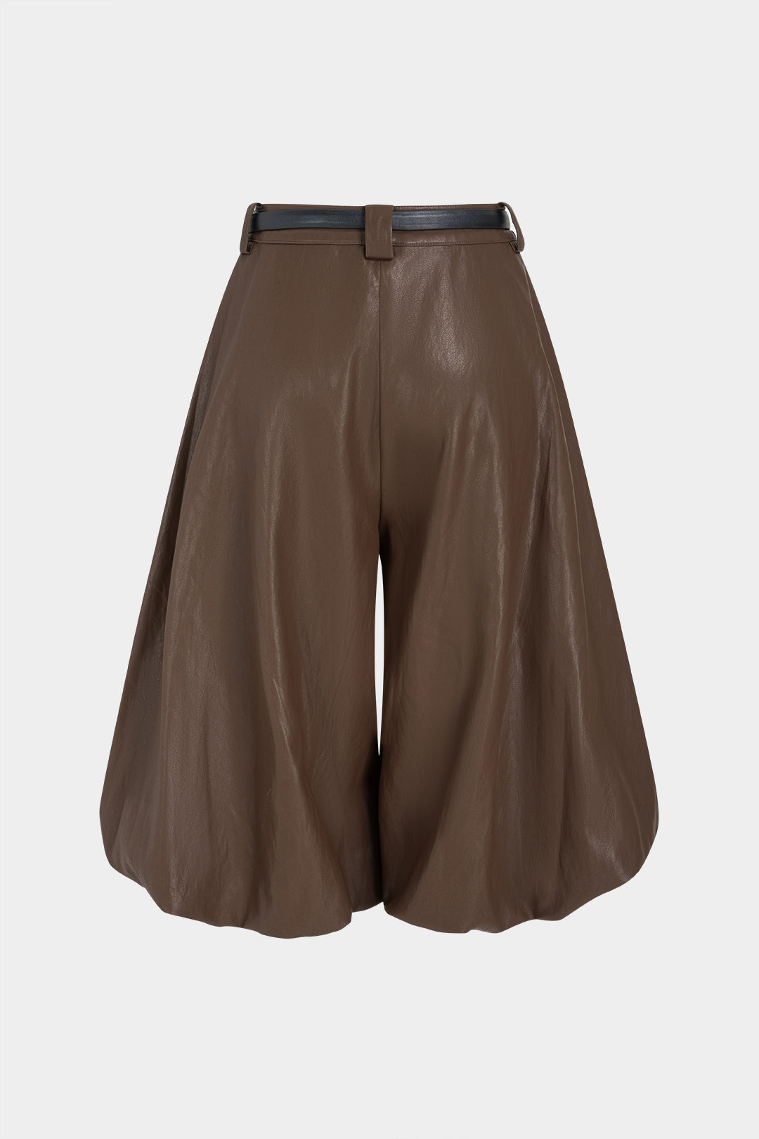 Ayla - Leren-look short met riem