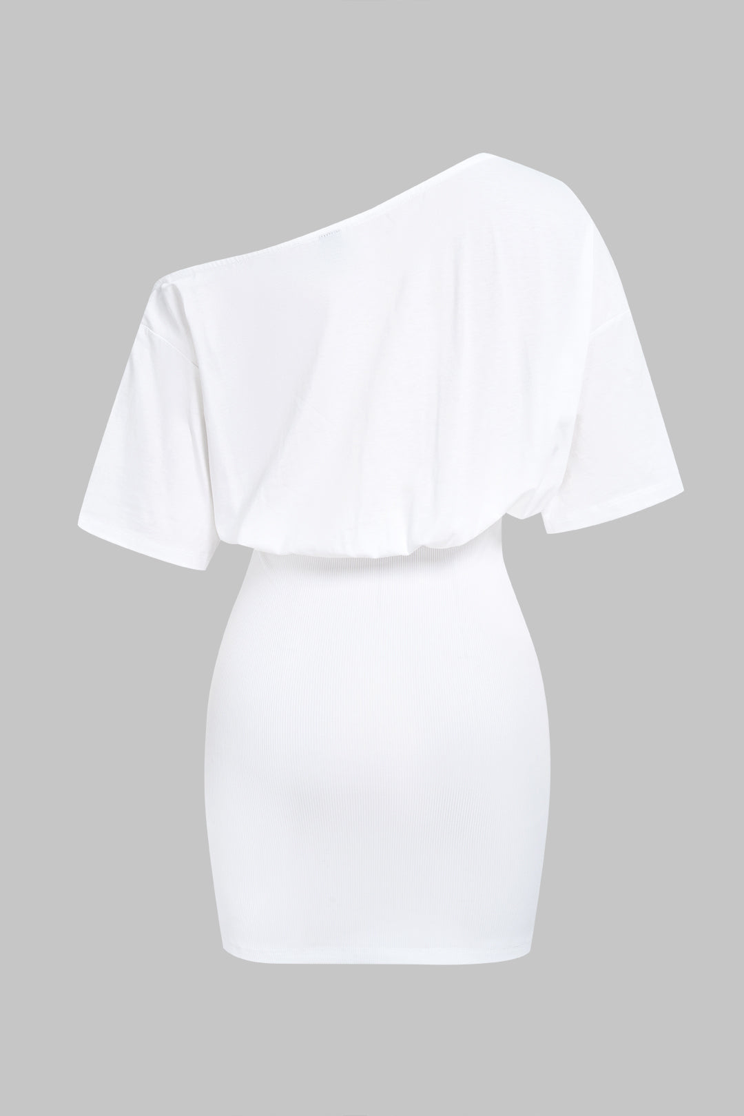 Patchwork asymmetrische minijurk met één schouder