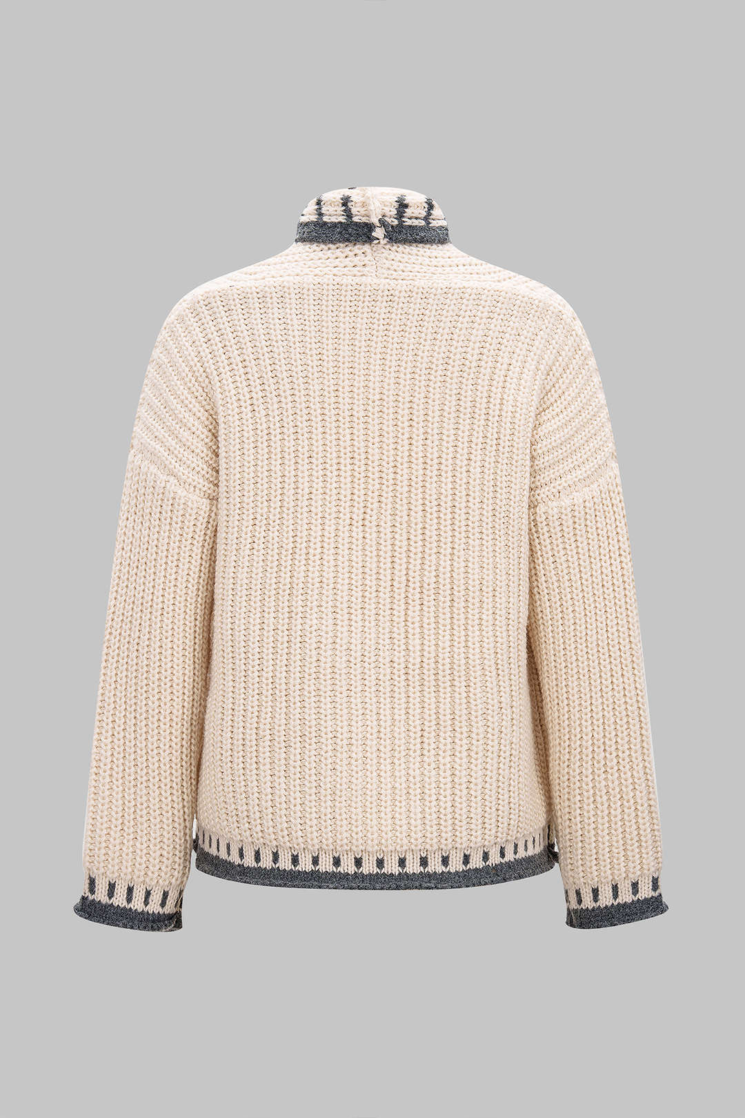 Gebreid colorblock vest met knoopjes en lange mouwen