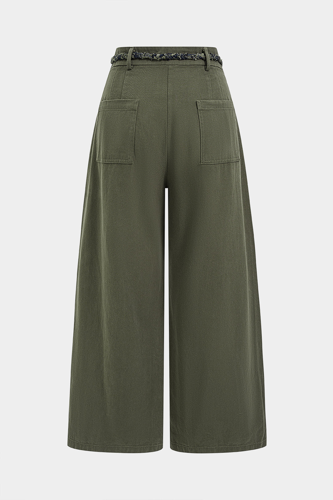 Geruite broek met riem, hoge taille en wijde pijpen