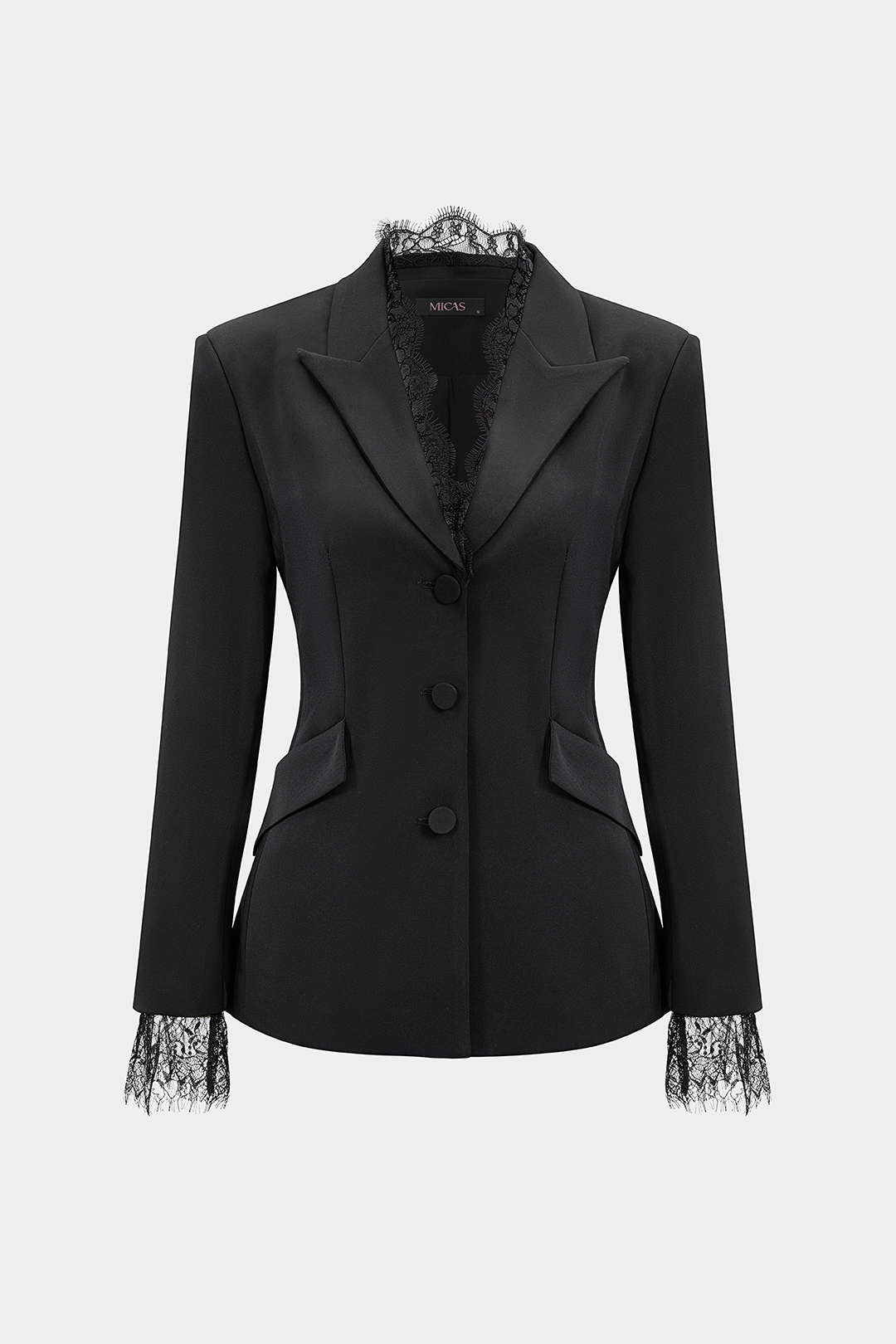Blazer met kanten rand en reverskraag