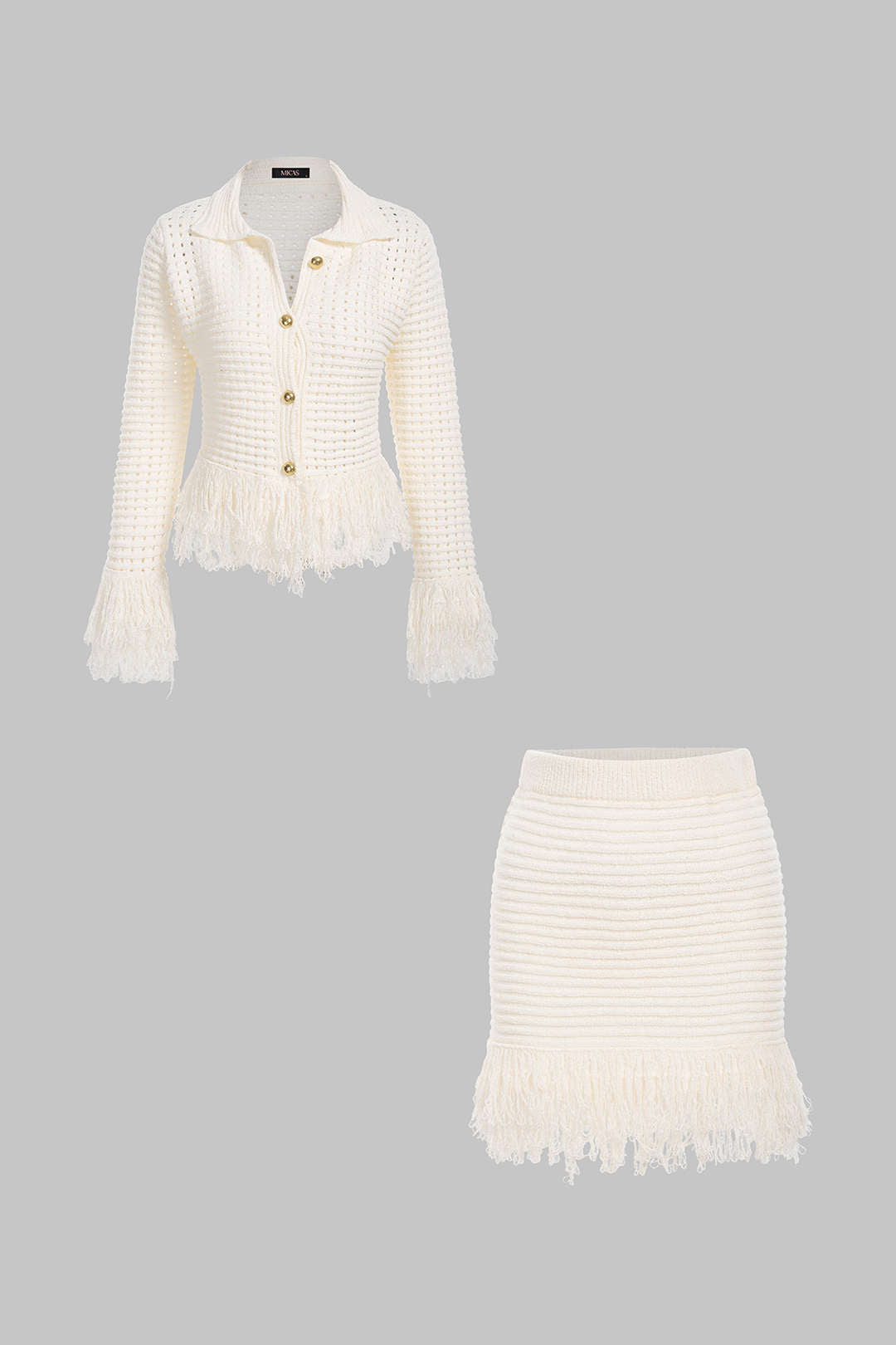 Lara - Gebreide set met vest en minirok