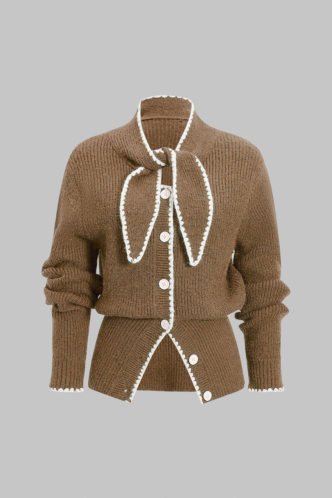 Gebreid vest met knoopjes en strik