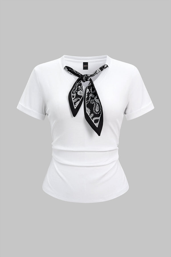T-shirt met strik en korte mouwen