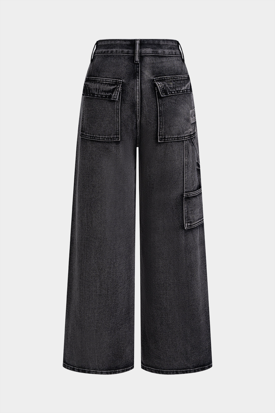Asymmetrische jeans met zakken en wijde pijpen