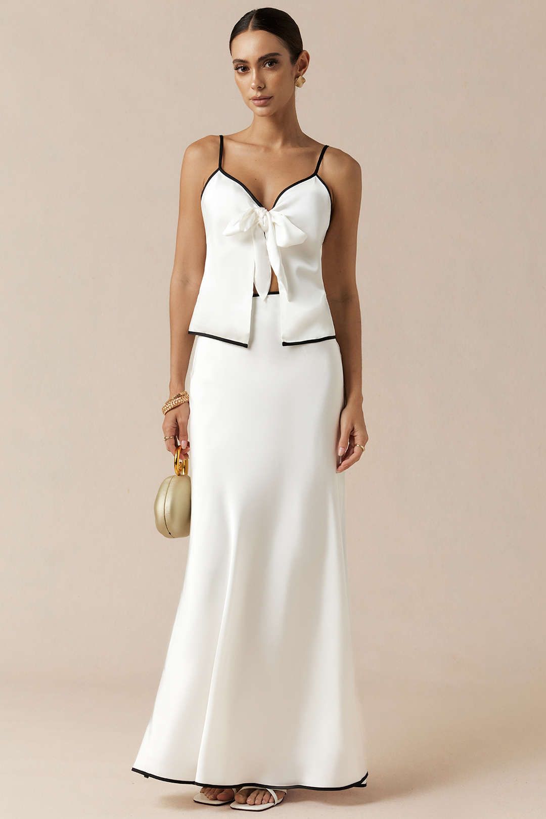 Vesna - Satijnen set met top en rok