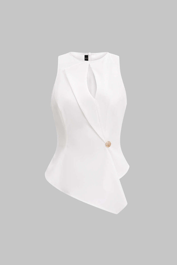Asymmetrische tanktop met uitsnijding en knoopjes