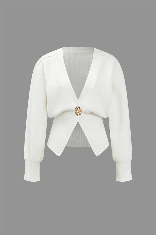 V-neck cardigan sweater