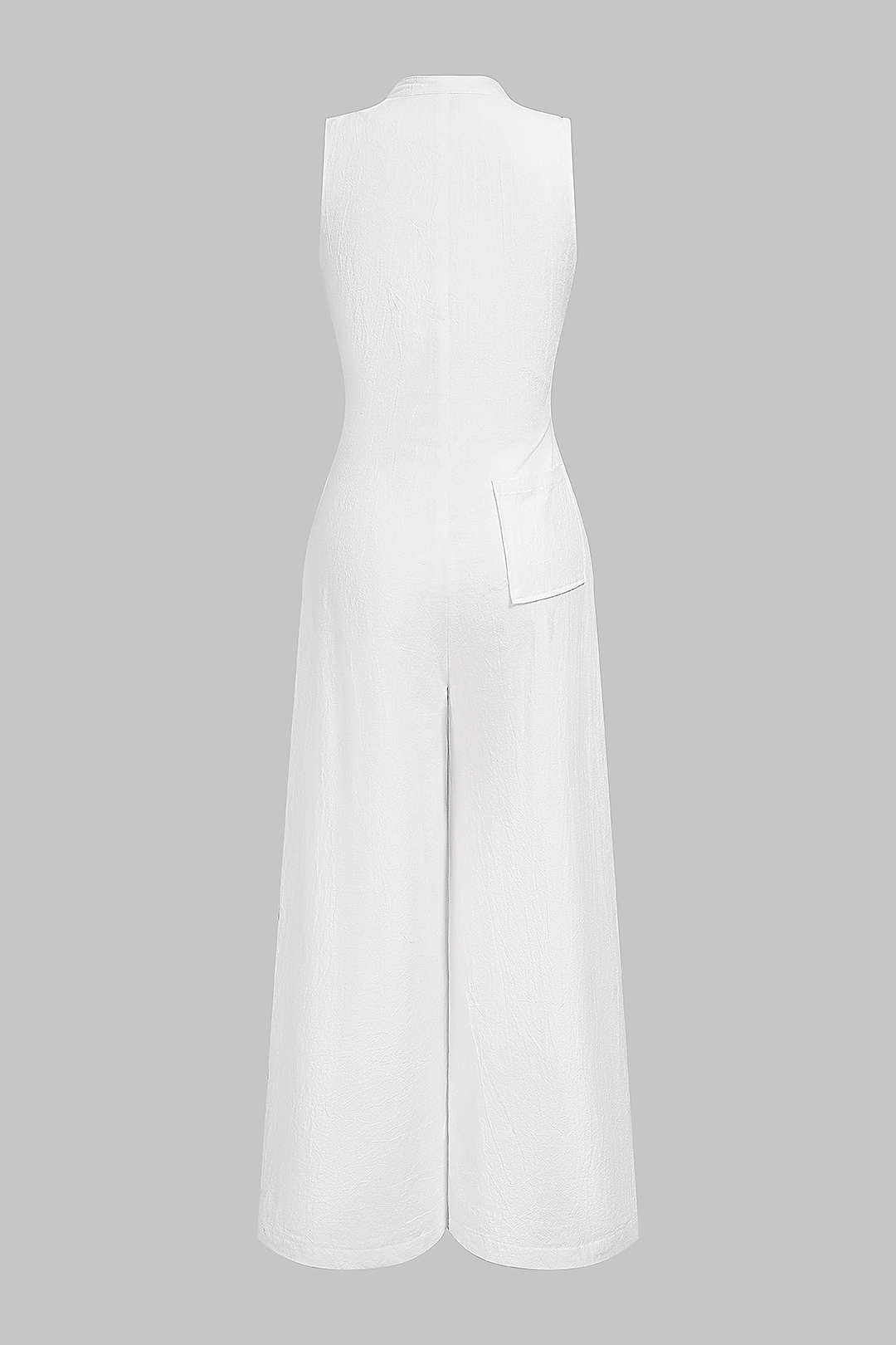Mouwloze jumpsuit met revers, zakken en knoopjes