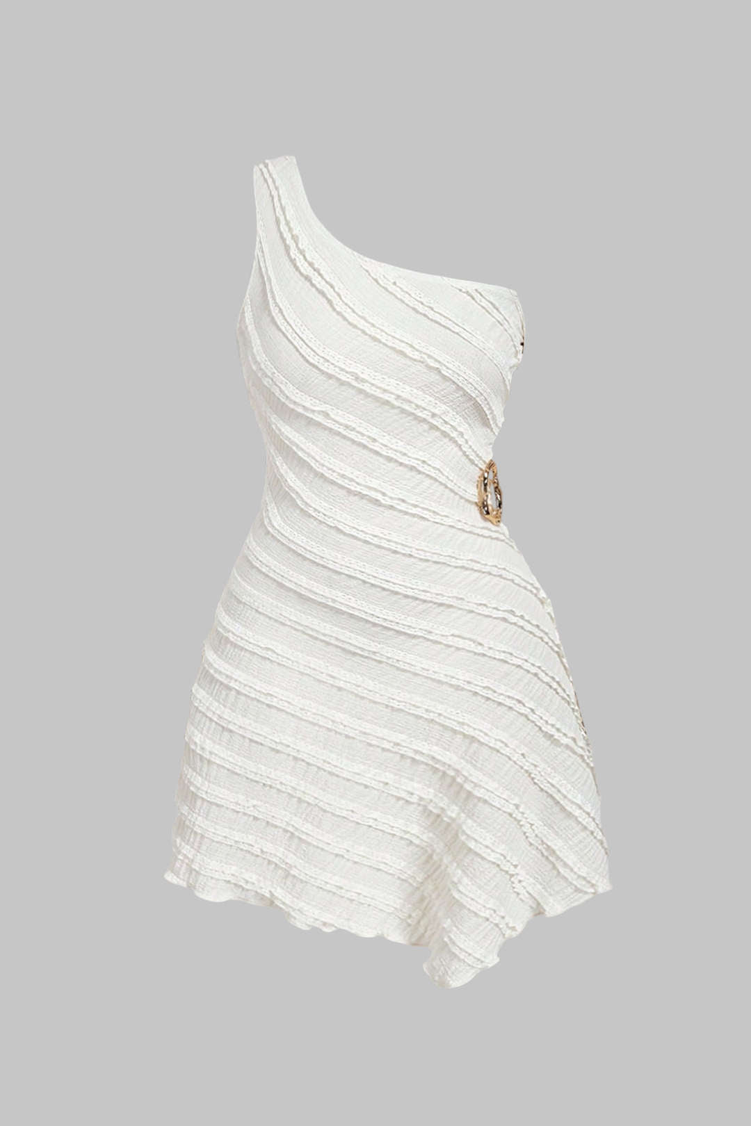 Metallic mouwloze minijurk met één schouder