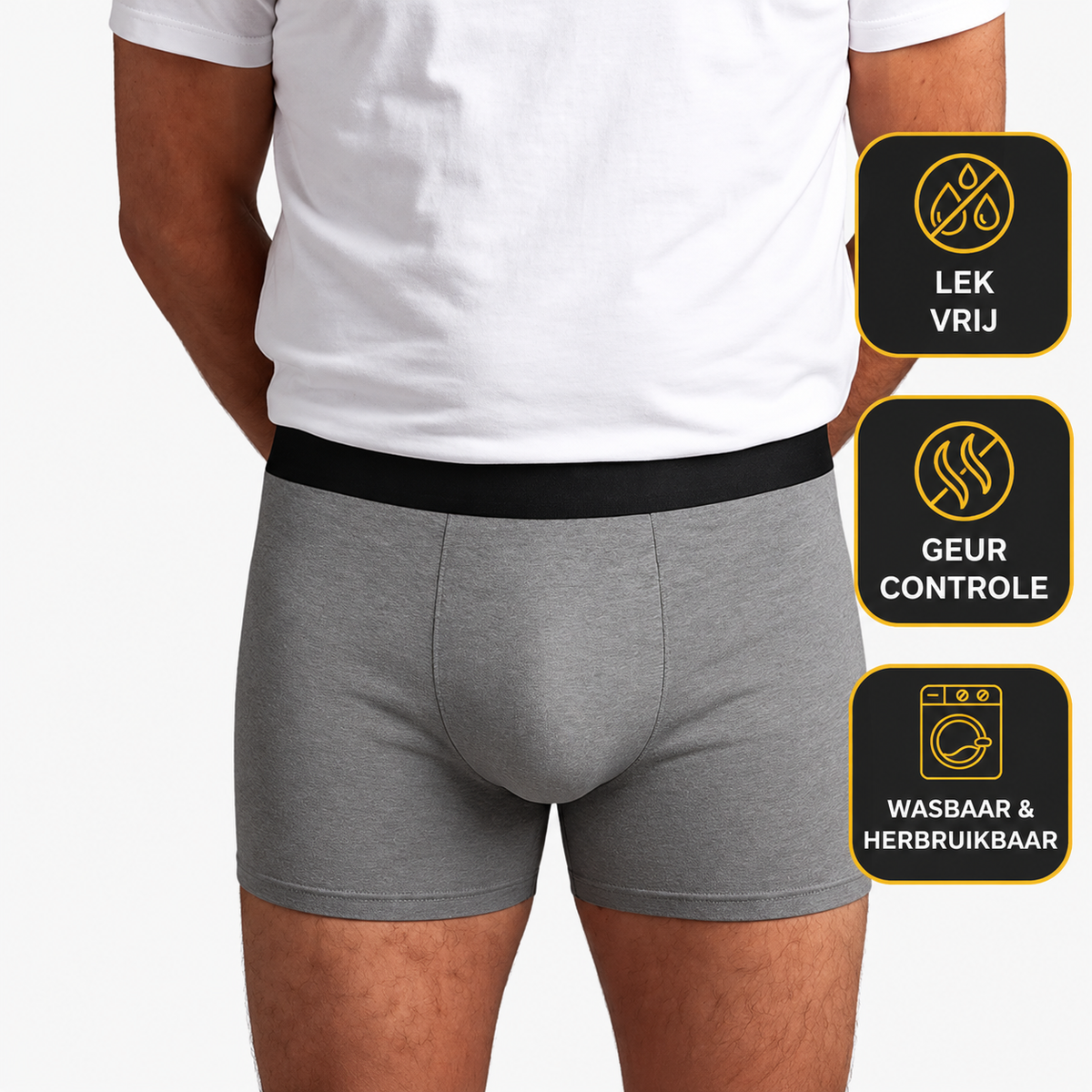 Premium Washable Boxer - Provides extra security in case of urinary incontinence.