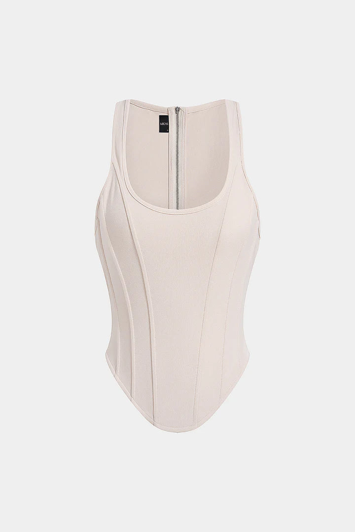 Tank top with zipper and corset waist