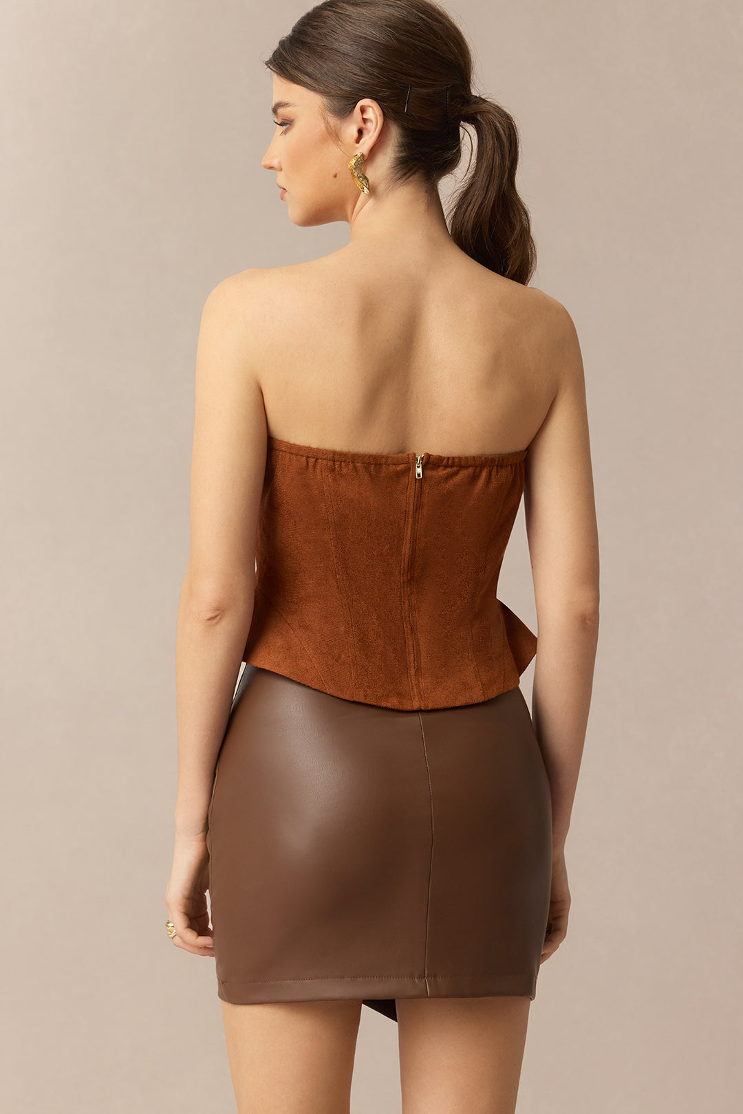 Suède strapless top