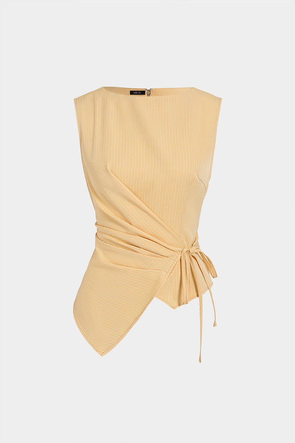 Asymmetrische tanktop met ruches en strik